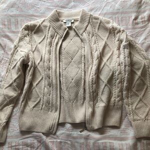 Rachel Zoe Textured Cream Cardigan